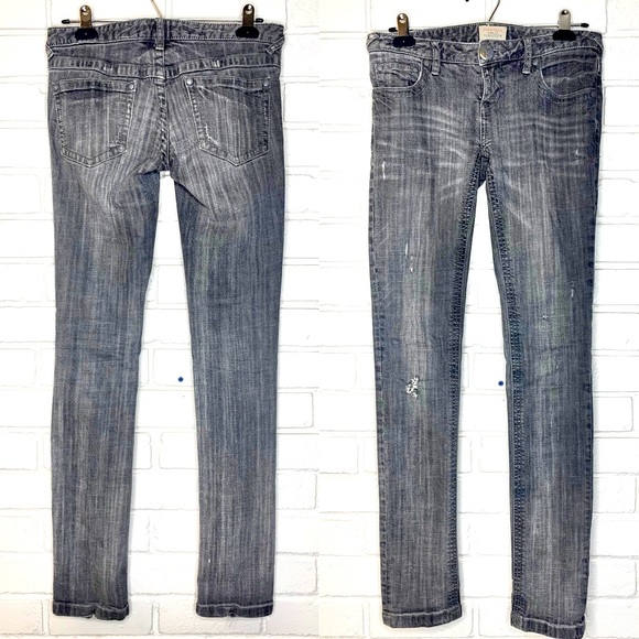Free People Gray  Distressed Skinny Jeans Low Mid - Picture 1 of 11